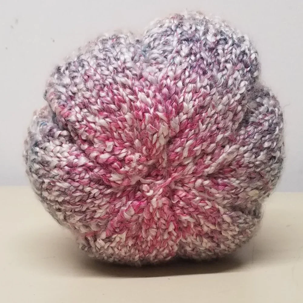Handmade Knitted Fall Gourmet Ivory Mimosa Pumpkin Décor - Picture 9 of 11